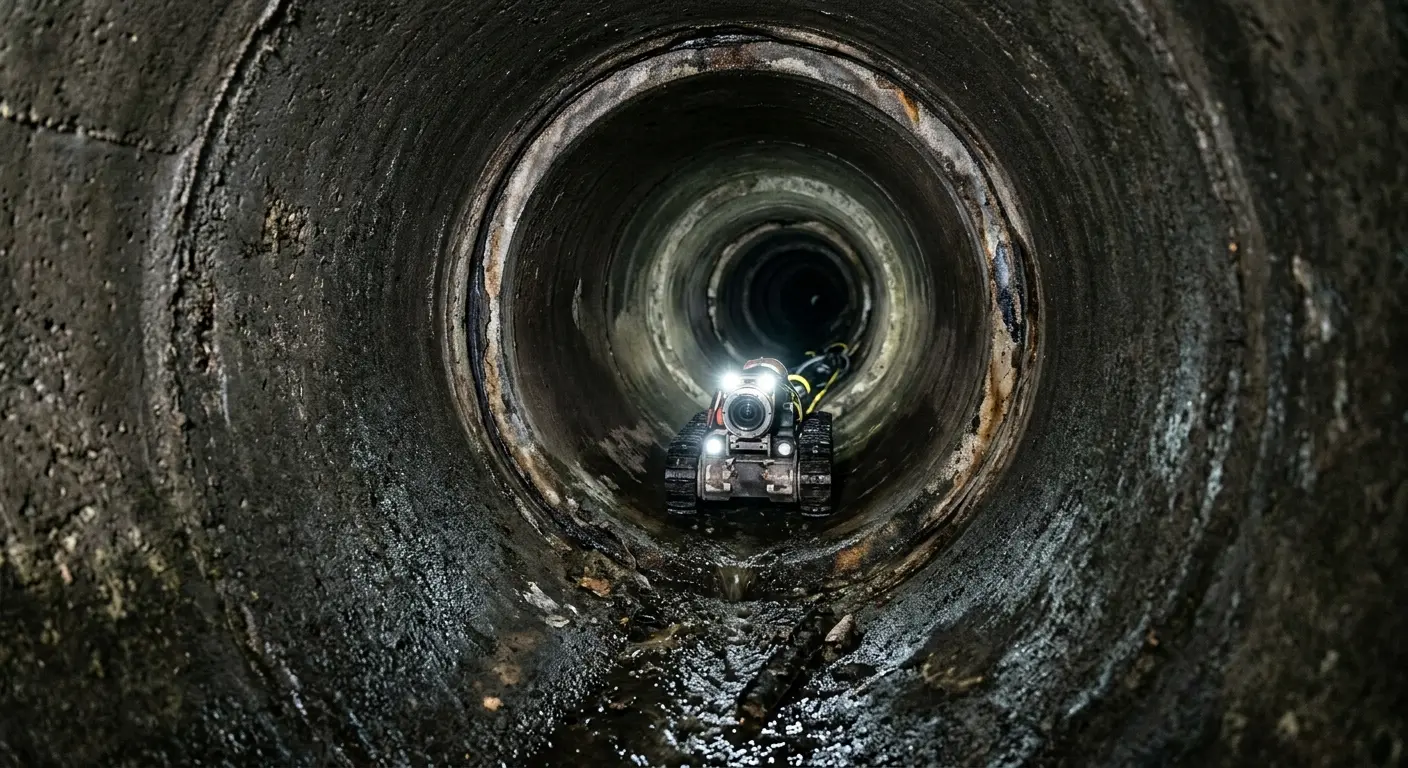 Robotic sewer camera inspecting pipe interior for Sewer Line Repair in Port Washington